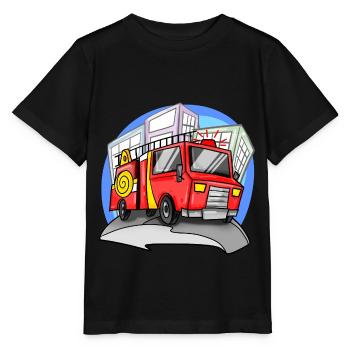 Fire brigade fire engine - Stanley/Stella MINI CREATOR Kids’ T-Shirt - black - Front - Mikhail (115cm)
