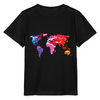 Carte du monde colorée du monde - T-shirt bio MINI CREATOR Stanley/Stella Enfant - noir - Devant - Mikhail (115cm)