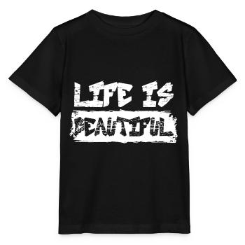 LA VIE EST BELLE Banksy Citation Street Art - T-shirt bio MINI CREATOR Stanley/Stella Enfant - noir - Devant - Mikhail (115cm)