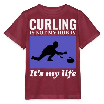 Curling Sweeping Fan Winter Ice Sport Curler Drôle - T-shirt bio MINI CREATOR Stanley/Stella Enfant - bordeaux - Devant - Kain (125cm)