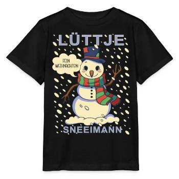Lüttje Sneeimann kleiner Schneemann - Stanley/Stella Kinder T-Shirt MINI CREATOR  - Schwarz - Vorne - Mikhail (115cm)
