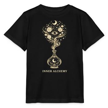 Innere Alchemie-Mond-Blumenkunst - Stanley/Stella Kinder T-Shirt MINI CREATOR  - Schwarz - Vorne - Mikhail (115cm)