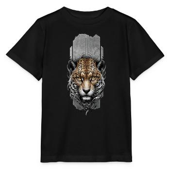 Fierce Majesty: Intense Jaguar Head - Stanley/Stella MINI CREATOR Kids’ T-Shirt - black - Front - Mikhail (115cm)