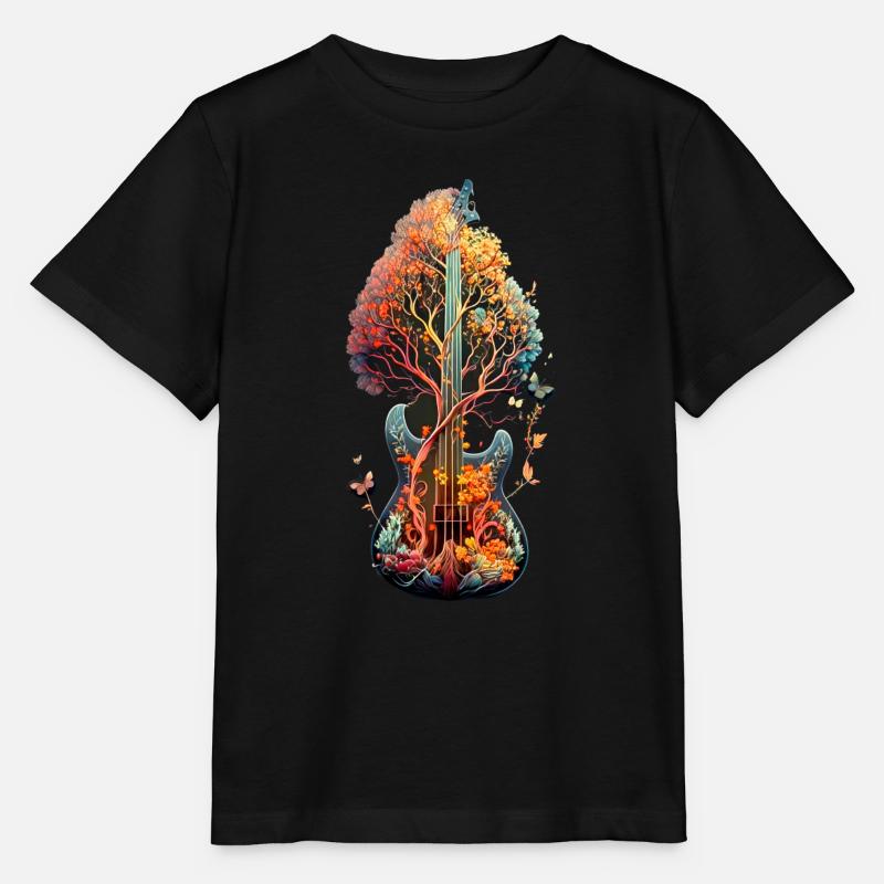 Cadeau guitare splash art arbre guitariste - T-shirt bio MINI CREATOR Stanley/Stella Enfant - noir