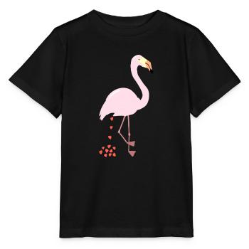 Flamingo - Lustiges Herz Poo Shirt - Stanley/Stella Kinder T-Shirt MINI CREATOR  - Schwarz - Vorne - Mikhail (115cm)
