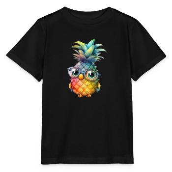Ananas Charakter mit Brille - Stanley/Stella Kinder T-Shirt MINI CREATOR  - Schwarz - Vorne - Mikhail (115cm)