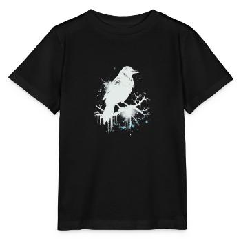 Weißer Rabe, Krähe als Ink Skizze - Stanley/Stella Kinder T-Shirt MINI CREATOR  - Schwarz - Vorne - Mikhail (115cm)