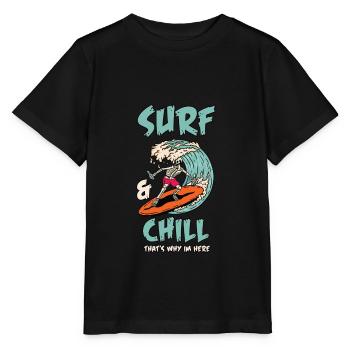 Surfen mit einem Skelett und einem Totenschädel - Stanley/Stella Kinder T-Shirt MINI CREATOR  - Schwarz - Vorne - Mikhail (115cm)