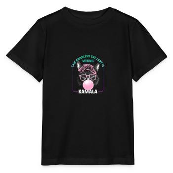 Kamala Harris et Tim Walz 2024 - Chatière sans enfant - T-shirt bio MINI CREATOR Stanley/Stella Enfant - noir - Devant - Mikhail (115cm)