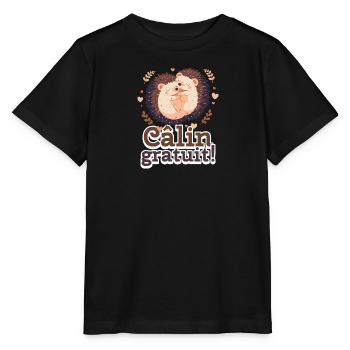 Câlin gratuit. Hérissons mignons - T-shirt bio MINI CREATOR Stanley/Stella Enfant - noir - Devant - Mikhail (115cm)