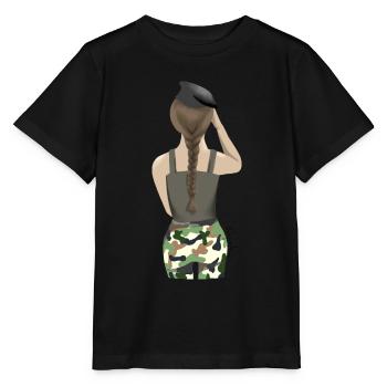 Military woman from behind - Stanley/Stella MINI CREATOR Kids’ T-Shirt - black - Front - Mikhail (115cm)