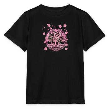 Tree of Life,Tree of Life,Sakura,Cherry Blossom - Stanley/Stella MINI CREATOR Kids’ T-Shirt - black - Front - Mikhail (115cm)