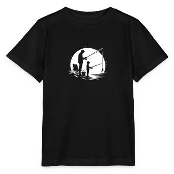 Fishing together with dad and child - Stanley/Stella MINI CREATOR Kids’ T-Shirt - black - Front - Mikhail (115cm)