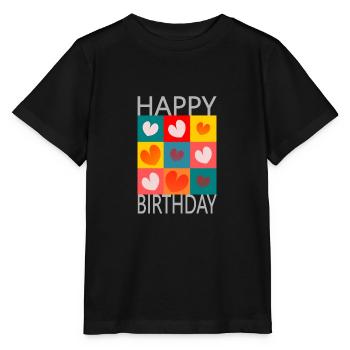 Birthday. HAPPY BIRTHDAY. Happy birthday. - Stanley/Stella MINI CREATOR Kids’ T-Shirt - black - Front - Mikhail (115cm)