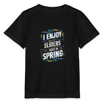 Ich genieße Slider am meisten im Frühling Spaß - Stanley/Stella Kinder T-Shirt MINI CREATOR  - Schwarz - Vorne - Mikhail (115cm)