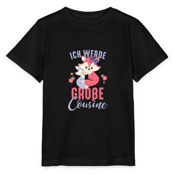 Große Cousine - Schwangerschaft Baby Füchse - Stanley/Stella Kinder T-Shirt MINI CREATOR  - Schwarz - Vorne - Mikhail (115cm)