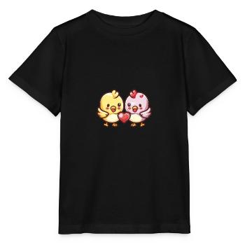 Huhn Paar Liebe Valentinstag - Stanley/Stella Kinder T-Shirt MINI CREATOR  - Schwarz - Vorne - Mikhail (115cm)