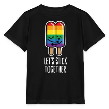 Let's stick together lustig Schwules Paar Eis LGBT - Stanley/Stella Kinder T-Shirt MINI CREATOR  - Schwarz - Vorne - Mikhail (115cm)