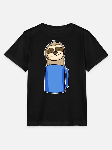 Faultier im Kaffeebecher - Stanley/Stella Kinder T-Shirt MINI CREATOR - Schwarz