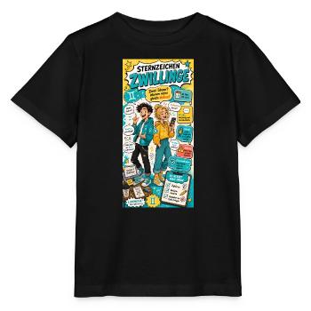 Sternzeichen Zwillinge - Zwei Ideen, sieben Pläne - Stanley/Stella Kinder T-Shirt MINI CREATOR  - Schwarz - Vorne - Mikhail (115cm)