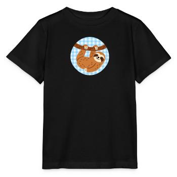 niedliches Faultier kariert - Stanley/Stella Kinder T-Shirt MINI CREATOR  - Schwarz - Vorne - Mikhail (115cm)