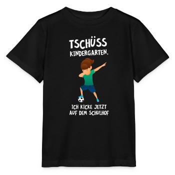Tschüss Kindergarten - Fußball Kicken Einschulung - Stanley/Stella Kinder T-Shirt MINI CREATOR  - Schwarz - Vorne - Mikhail (115cm)