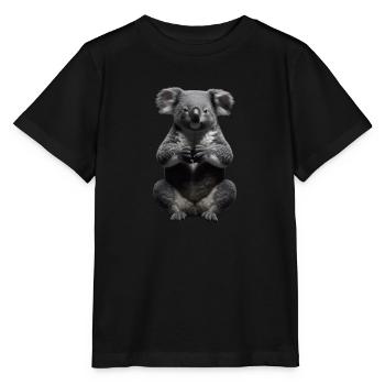 Koala en prière - T-shirt bio MINI CREATOR Stanley/Stella Enfant - noir - Devant - Mikhail (115cm)