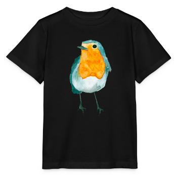 Robin Aquarelle - T-shirt bio MINI CREATOR Stanley/Stella Enfant - noir - Devant - Mikhail (115cm)