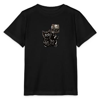 Ein schwarzes Kätzchen in Tinte - Humor - Stanley/Stella Kinder T-Shirt MINI CREATOR  - Schwarz - Vorne - Mikhail (115cm)