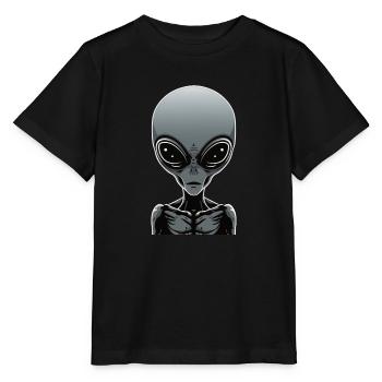 Grauer Außerirdischer - Stanley/Stella Kinder T-Shirt MINI CREATOR  - Schwarz - Vorne - Mikhail (115cm)