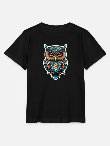 Eule Neo Traditional - Stanley/Stella Kinder T-Shirt MINI CREATOR  - Schwarz