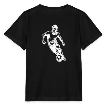 Fussballspieler mit Ball Richtung Tor Angriff - Stanley/Stella Kinder T-Shirt MINI CREATOR  - Schwarz - Vorne - Mikhail (115cm)