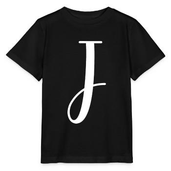 Calligraphie, initiale J - T-shirt bio MINI CREATOR Stanley/Stella Enfant - noir - Devant - Mikhail (115cm)