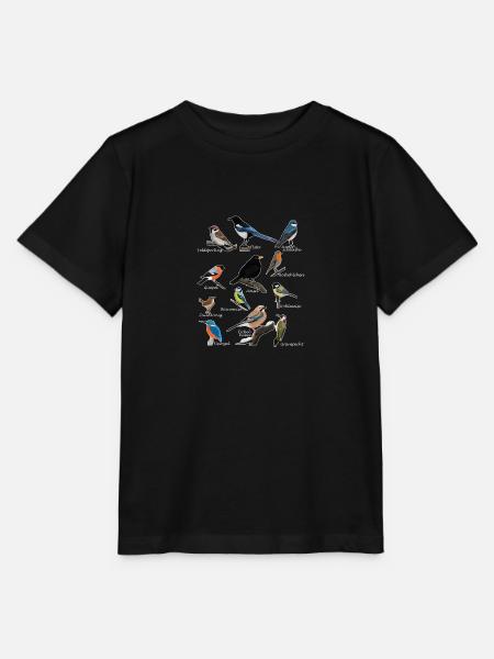Gartenvögel Vogel Zeichnung Amsel Blaumeise Gimpel - Stanley/Stella Kinder T-Shirt MINI CREATOR - Schwarz
