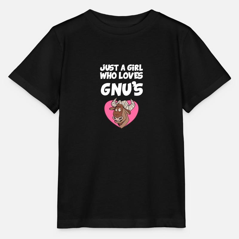 Juste une fille qui aime GNU - T-shirt bio MINI CREATOR Stanley/Stella Enfant - noir