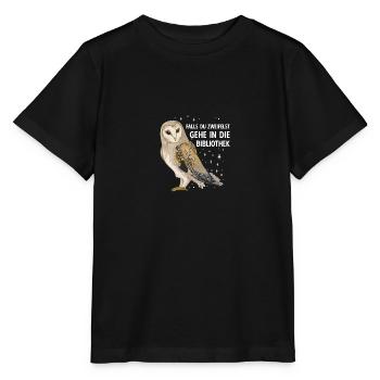 Magische Eule Vögel Schleiereule Bibliothek - Stanley/Stella Kinder T-Shirt MINI CREATOR  - Schwarz - Vorne - Mikhail (115cm)