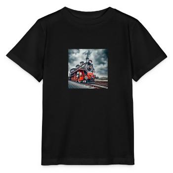 Locomotive sur une gare abandonnée - T-shirt bio MINI CREATOR Stanley/Stella Enfant - noir - Devant - Mikhail (115cm)