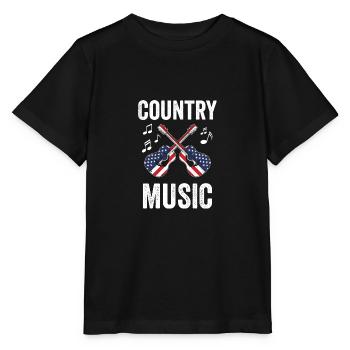 Musique country Drapeau américain USA Guitariste Musicien - T-shirt bio MINI CREATOR Stanley/Stella Enfant - noir - Devant - Mikhail (115cm)