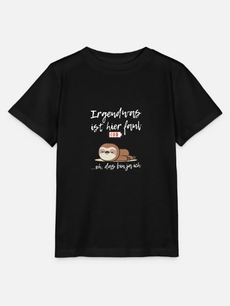 Faultier liegend Akku leer - Stanley/Stella Kinder T-Shirt MINI CREATOR - Schwarz