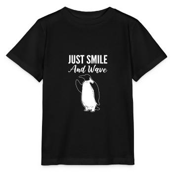 Lächeln und winken Freundliche Person Gift - Stanley/Stella Kinder T-Shirt MINI CREATOR  - Schwarz - Vorne - Mikhail (115cm)