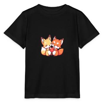 Fuchs Paar Liebe Valentinstag - Stanley/Stella Kinder T-Shirt MINI CREATOR  - Schwarz - Vorne - Mikhail (115cm)