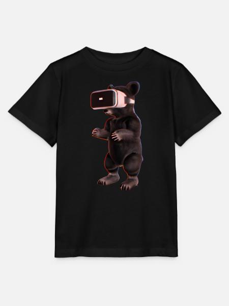 Bear with Virtual Reality Headset - Stanley/Stella MINI CREATOR Kids’ T-Shirt - black