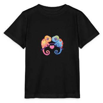 Chameleon Paar Liebe Valentinstag - Stanley/Stella Kinder T-Shirt MINI CREATOR  - Schwarz - Vorne - Mikhail (115cm)