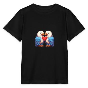 Adler Paar Liebe Valentinstag - Stanley/Stella Kinder T-Shirt MINI CREATOR  - Schwarz - Vorne - Mikhail (115cm)
