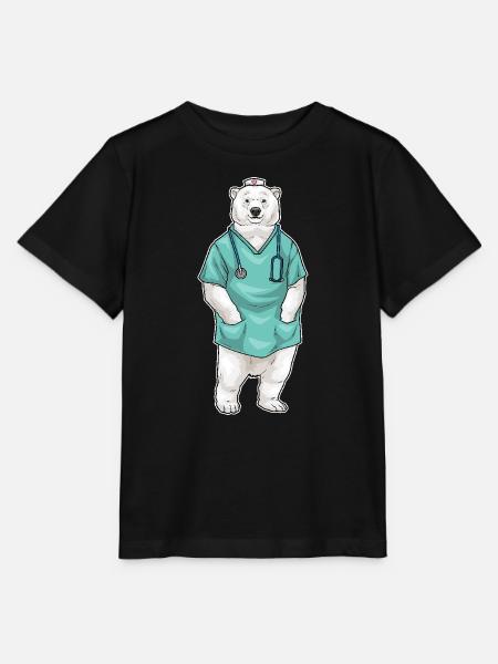 Eisbär Arzt Stethoskop - Stanley/Stella Kinder T-Shirt MINI CREATOR - Schwarz