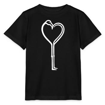 Herz Flamingo Liebe Wasservogel Tropisch Zuneigung - Stanley/Stella Kinder T-Shirt MINI CREATOR  - Schwarz - Vorne - Mikhail (115cm)