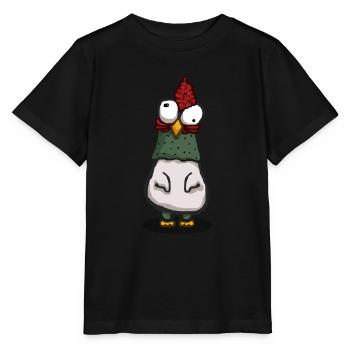 Verrücktes Huhn mit großen Augen - Stanley/Stella Kinder T-Shirt MINI CREATOR  - Schwarz - Vorne - Mikhail (115cm)