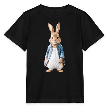 Mignon lapin marron 17 - T-shirt bio MINI CREATOR Stanley/Stella Enfant - noir - Devant - Mikhail (115cm)