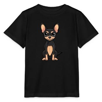 Pinscher Hund Niedlich - Stanley/Stella Kinder T-Shirt MINI CREATOR  - Schwarz - Vorne - Mikhail (115cm)