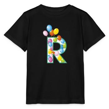 ballons lettre R - T-shirt bio MINI CREATOR Stanley/Stella Enfant - noir - Devant - Mikhail (115cm)